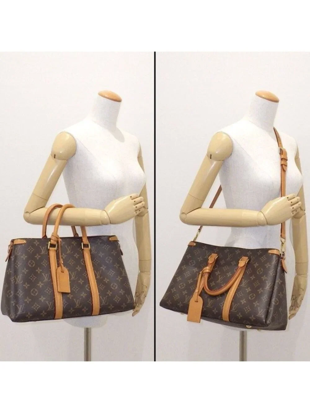Louis Vuitton Handbag Soufflo MM Brown Monogram Canvas Leather Gold